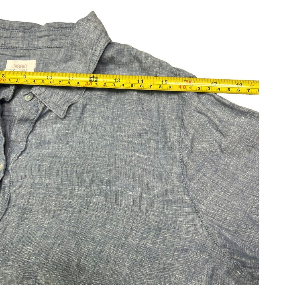 Sigrid Olsen Chambray Button Down Up Blouse Blue … - image 8